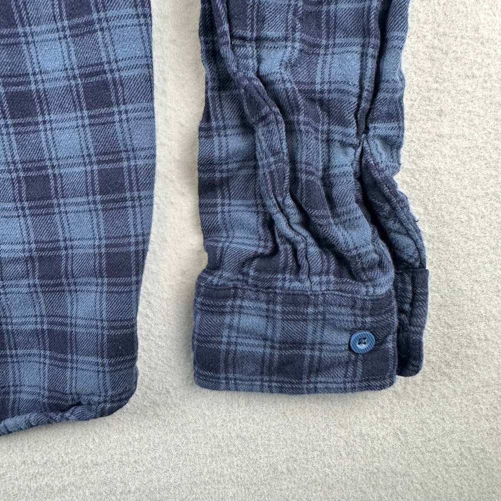 Brixton Flannel Shirt Mens Medium Blue Plaid Long Sleeve Button Down Cotton - Picture 7 of 8